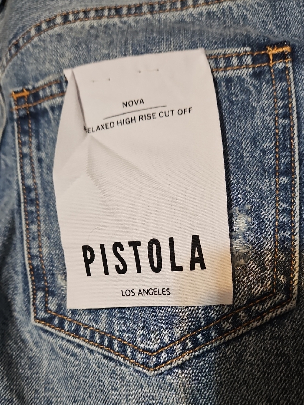 Pistola Nova Relaxed High-Rise Cut Off Denim Shorts -NWT - Picture 9 of 10